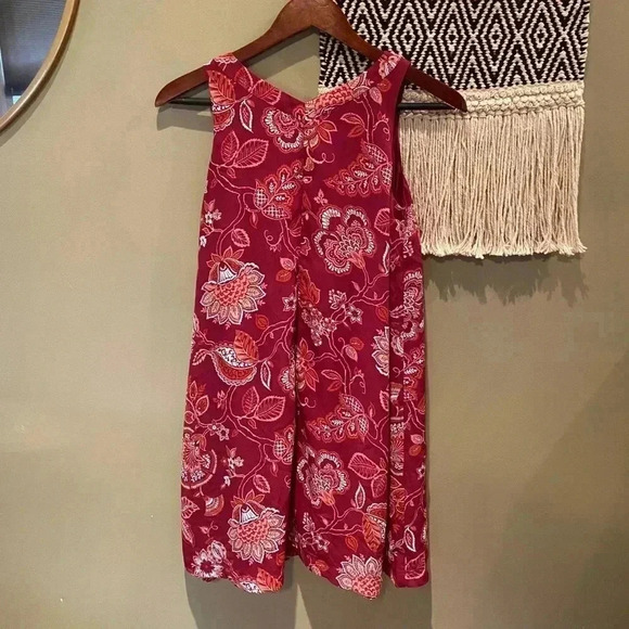 LOFT PINK FLORAL BOTANICAL TANK DRESS XS - Picture 2 of 4